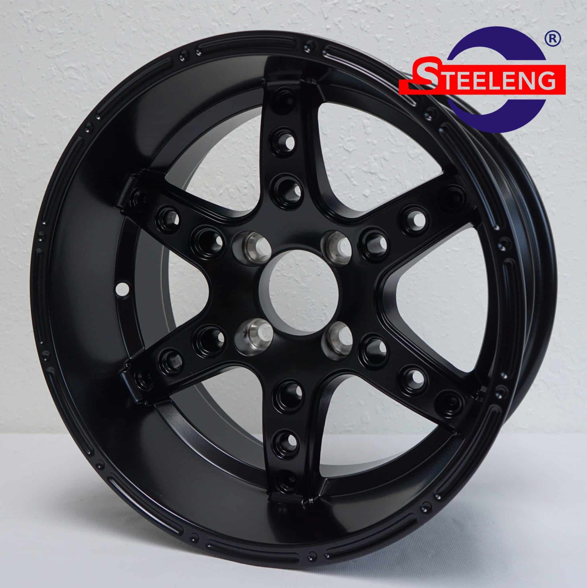 WH1412 SGC 14" Turbine Matte Black Wheel Aluminum Alloy Steeleng