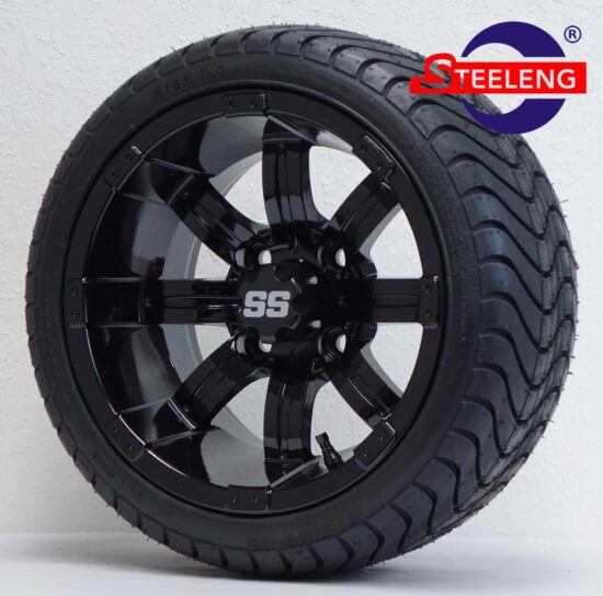BNDL-TR1212-WH1232-CC0002-LN – SGC 12" Tempest Glossy Black Wheel - Aluminum Alloy / STEELENG 215/35-12 Low Profile Tire