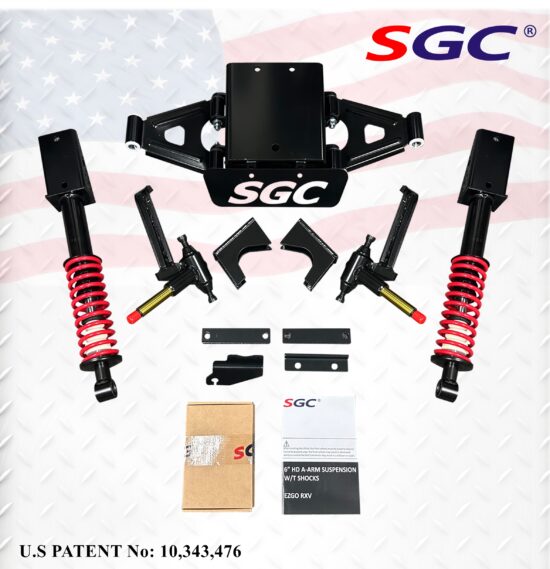 LKRX04 – SGC Lift Kit - 6" Heavy Duty Built-In Coil-Over Shock A-Arm for EZGO RXV (2014-Plus) Electric only