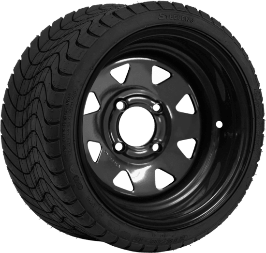 BNDL-TR1212-SW1201 – SGC 12" Steel Wheel - Black - Slotted / STEELENG 215/35-12 Low Profile Tire