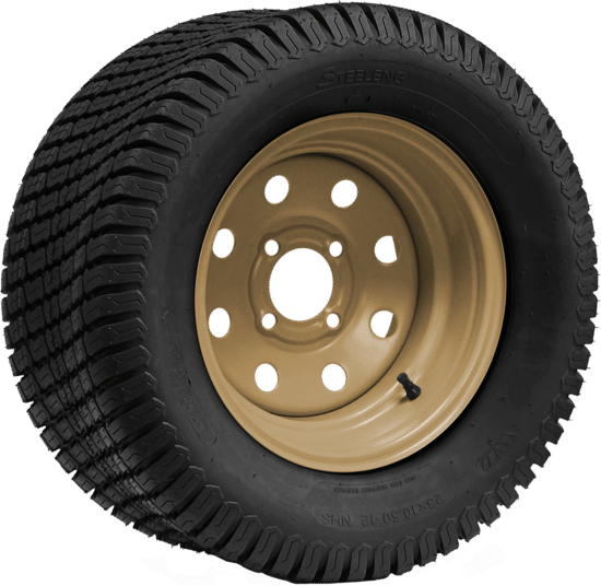 BNDL-TR1206-SW1203 – SGC 12" Steel Wheel - Desert Sand - 8 Holes / STEELENG 23″x10.5″-12″ Turf Tire