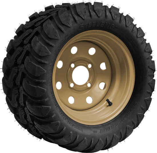 BNDL-TR1209-SW1203 – SGC 12" Steel Wheel - Desert Sand - 8 Holes / STEELENG 22″x11″-12″ Mud Terrain / All Terrain Tire DOT approved
