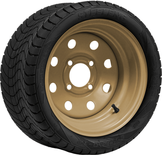 BNDL-TR1211-SW1203 – SGC 12" Steel Wheel - Desert Sand - 8 Holes / STEELENG 215/40-12 Low Profile Tire DOT approved