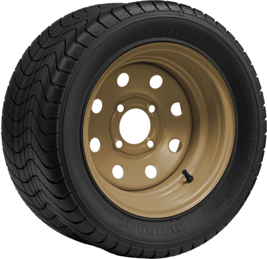 BNDL-TR1213-SW1203 – SGC 12" Steel Wheel - Desert Sand - Slotted / STEELENG 215/50-12 Comfort Ride Street Tire DOT approved