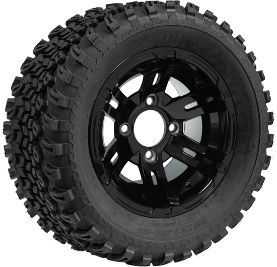 BNDL-TR1005-WH1001-CC0002-LN – SGC 10" Bulldog Glossy Black Wheel - Aluminum Alloy / STEELENG 22"x11"-10" All Terrain Tire DOT approved