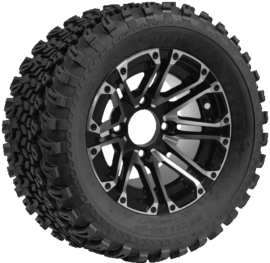BNDL-TR1005-WH1006-CC0001-LN – SGC 10" Lancer Machined/Black Wheel - Aluminum Alloy / STEELENG 22"x11"-10" All Terrain Tire DOT approved
