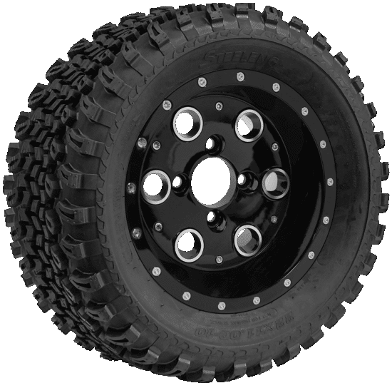 BNDL-TR1005-WH1008-CC0002-LN – SGC 10" Pioneer Glossy Black Wheel - Aluminum Alloy / STEELENG 22"x11"-10" All Terrain Tire DOT approved
