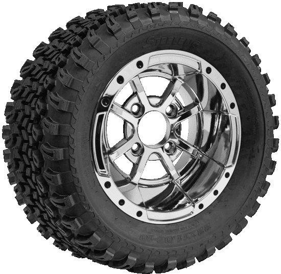 BNDL-TR1005-WH1013-CC0001-LN – SGC 10" Storm Trooper Chrome Wheel - Aluminum Alloy / STEELENG 22"x11"-10" All Terrain Tire DOT approved