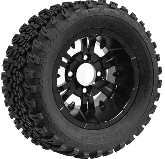 BNDL-TR1005-WH1019-CC0002-LN – SGC 10" Vampire Glossy Black Wheel - Aluminum Alloy / STEELENG 22"x11"-10" All Terrain Tire DOT approved