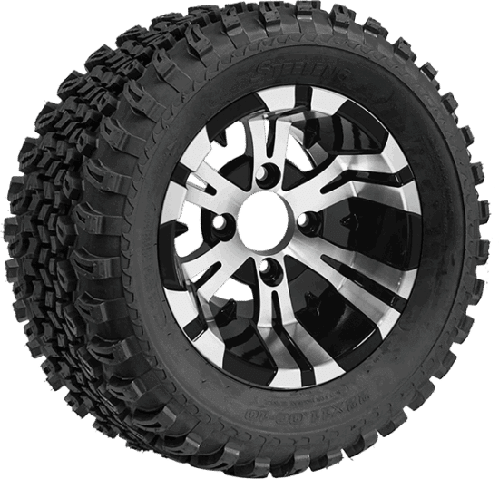 BNDL-TR1005-WH1022-CC0001-LN – SGC 10" Vampire Machined/Black Wheel - Aluminum Alloy / STEELENG 22"x11"-10" All Terrain Tire DOT approved