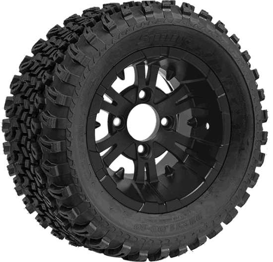 BNDL-TR1005-WH1023-CC0003-LN – SGC 10" Vampire Matte Black Wheel - Aluminum Alloy / STEELENG 22"x11"-10" All Terrain Tire DOT approved