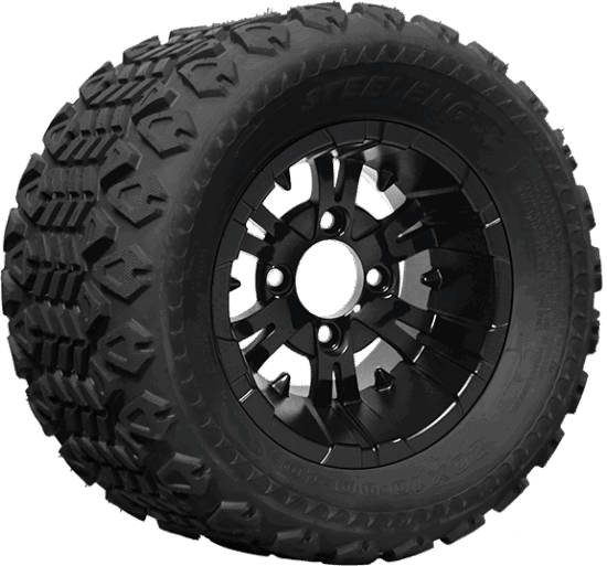 BNDL-TR1007-WH1019-CC0002-LN – SGC 10" Vampire Glossy Black Wheel - Aluminum Alloy / STEELENG 20"x10"-10" All Terrain Tire DOT approved