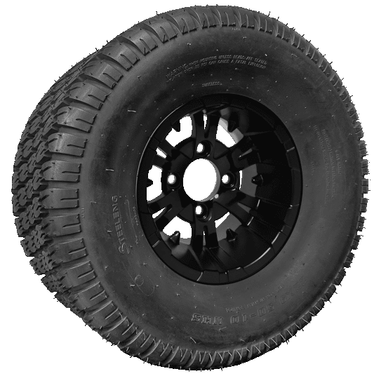 BNDL-TR1009-WH1019-CC0002-LN – SGC 10" Vampire Glossy Black Wheel - Aluminum Alloy / STEELENG 22"x9.5"-10" Turf Tire