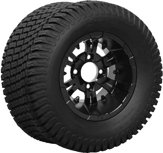BNDL-TR1010-WH1019-CC0002-LN – SGC 10" Vampire Glossy Black Wheel - Aluminum Alloy / STEELENG 20"x8"-10" Turf Tire