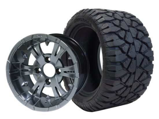 BNDL-TR1204-WH1246-CC0001-LN – SGC 12" Vampire Magnetic Wheel - Aluminum Alloy / STEELENG 20″x10″-12″ STINGER All Terrain Tire DOT approved