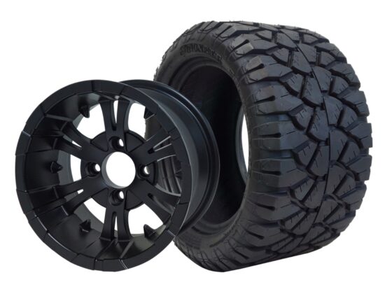 BNDL-TR1204-WH1247-CC0003-LN – SGC 12" Vampire Matte Black Wheel - Aluminum Alloy / STEELENG 20″x10″-12″ STINGER All Terrain Tire DOT approved