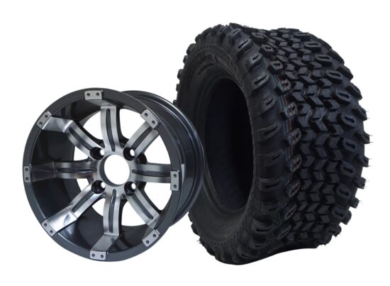BNDL-TR1205-WH1233-CC0001-LN – SGC 12" Tempest Machined Gunmetal Wheel - Aluminum Alloy / STEELENG 23″x10.5″-12″ All Terrain Tire