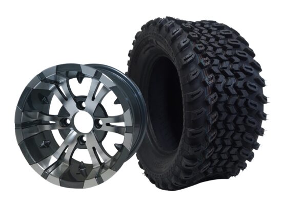 BNDL-TR1205-WH1244-CC0001-LN – SGC 12" Vampire Machined/Gunmetal Wheel - Aluminum Alloy / STEELENG 23″x10.5″-12″ All Terrain Tire