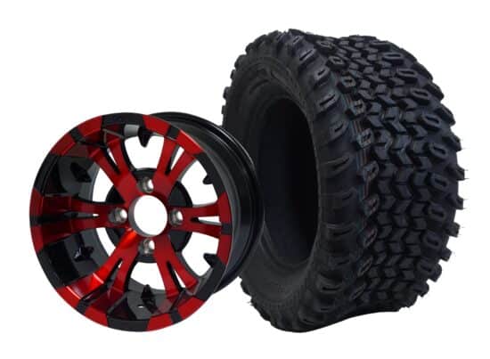 BNDL-TR1205-WH1248-CC0005-LN – SGC 12" Vampire Red/Black Wheel - Aluminum Alloy / STEELENG 23″x10.5″-12″ All Terrain Tire