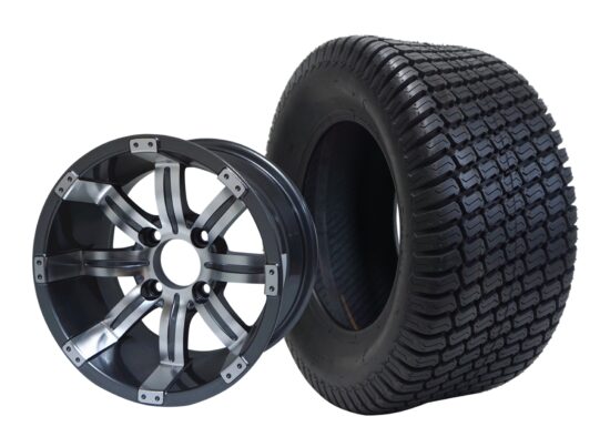 BNDL-TR1206-WH1233-CC0001-LN – SGC 12" Tempest Machined Gunmetal Wheel - Aluminum Alloy / STEELENG 23″x10.5″-12″ Turf Tire