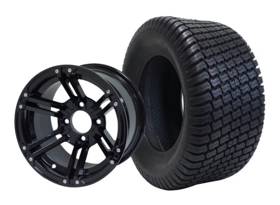 BNDL-TR1206-WH1236-CC0002-LN – SGC 12" Terminator Glossy Black Wheel - Aluminum Alloy / STEELENG 23″x10.5″-12″ Turf Tire