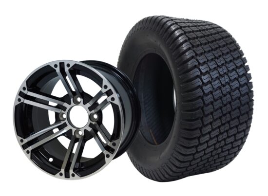 BNDL-TR1206-WH1239-CC0001-LN – SGC 12" Terminator Machined/Black Wheel - Aluminum Alloy / STEELENG 23″x10.5″-12″ Turf Tire