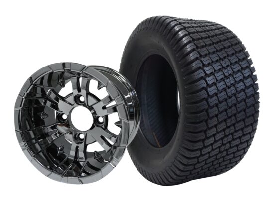 BNDL-TR1206-WH1243-CC0001-LN – SGC 12" Vampire Chrome Wheel - Aluminum Alloy / STEELENG 23″x10.5″-12″ Turf Tire