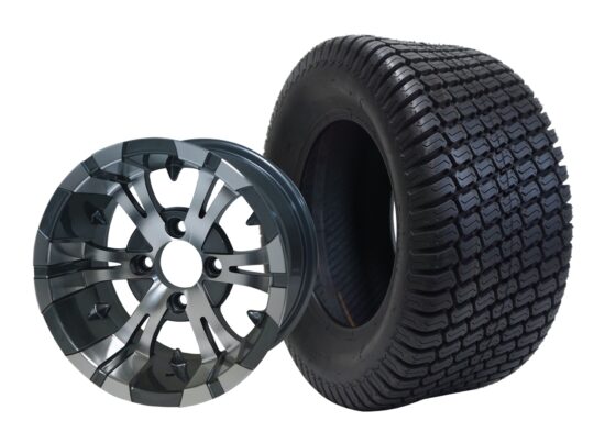 BNDL-TR1206-WH1244-CC0001-LN – SGC 12" Vampire Machined/Gunmetal Wheel - Aluminum Alloy / STEELENG 23″x10.5″-12″ Turf Tire