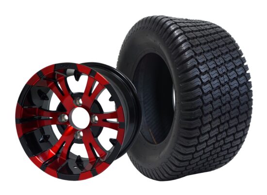 BNDL-TR1206-WH1248-CC0005-LN – SGC 12" Vampire Red/Black Wheel - Aluminum Alloy / STEELENG 23″x10.5″-12″ Turf Tire