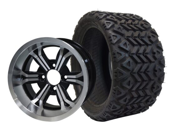 BNDL-TR1207-WH1240-CC0001-LN – SGC 12" Transformer Machined/Black Wheel - Aluminum Alloy / STEELENG 20″x10″-12″ All Terrain Tire DOT approved