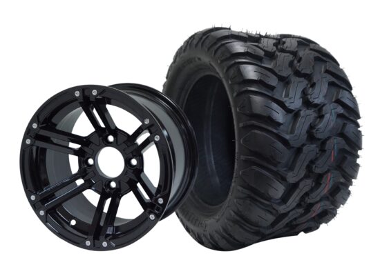 BNDL-TR1209-WH1236-CC0002-LN – SGC 12" Terminator Glossy Black Wheel - Aluminum Alloy / STEELENG 22″x11″-12″ Mud Terrain / All Terrain Tire DOT Approved