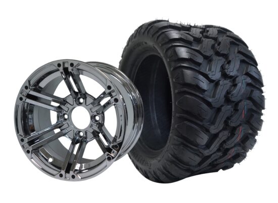 BNDL-TR1209-WH1237-CC0001-LN – SGC 12" Terminator Chrome Wheel - Aluminum Alloy / STEELENG 22″x11″-12″ Mud Terrain / All Terrain Tire DOT Approved