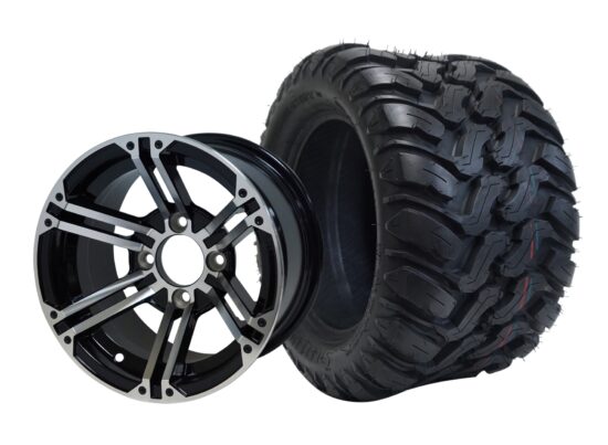 BNDL-TR1209-WH123-CC0001-LN – SGC 12" Terminator Machined/Black Wheel - Aluminum Alloy / STEELENG 22″x11″-12″ Mud Terrain / All Terrain Tire DOT Approved