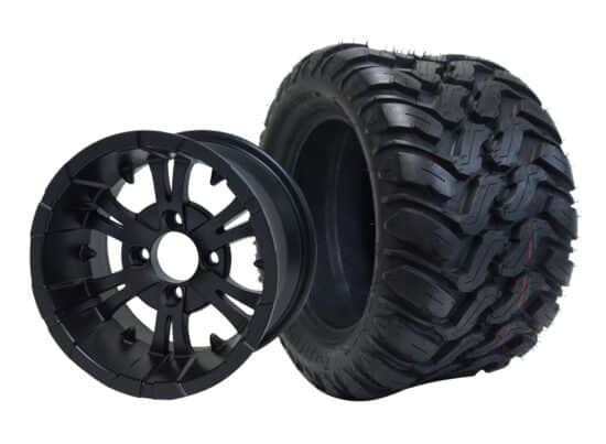 BNDL-TR1209-WH1247-CC0003-LN – SGC 12" Vampire Matte Black Wheel - Aluminum Alloy / STEELENG 22″x11″-12″ Mud Terrain / All Terrain Tire DOT Approved