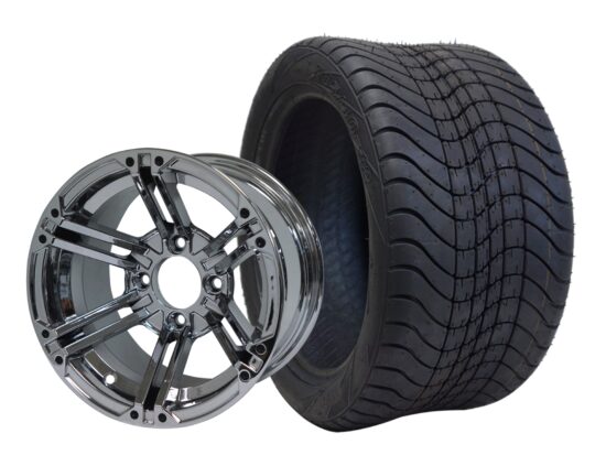 BNDL-TR1211-WH1237-CC0001-LN – SGC 12" Terminator Chrome Wheel - Aluminum Alloy / STEELENG 215/40-12 Low Profile Tire DOT Approved