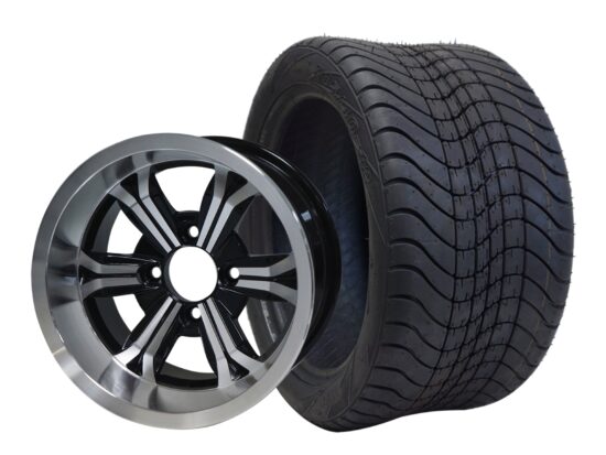 BNDL-TR1211-WH1240-CC0001-LN – SGC 12" Transformer Machined/Black Wheel - Aluminum Alloy / STEELENG 215/40-12 Low Profile Tire DOT Approved