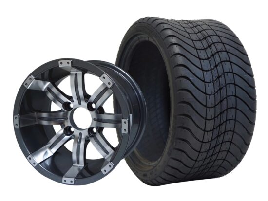 BNDL-TR1212-WH1233-CC0001-LN – SGC 12" Tempest Machined Gunmetal Wheel - Aluminum Alloy / STEELENG 215/35-12 Low Profile Tire