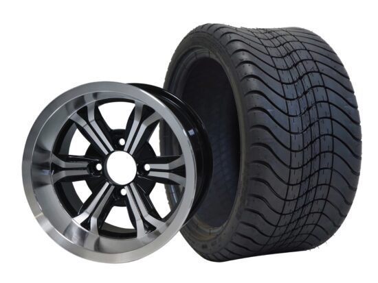 BNDL-TR1212-WH1240-CC0001-LN – SGC 12" Transformer Machined/Black Wheel - Aluminum Alloy / STEELENG 215/35-12 Low Profile Tire