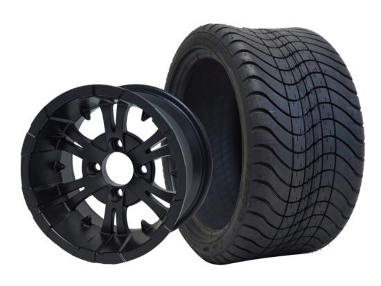 BNDL-TR1212-WH1247-CC0003-LN – SGC 12" Vampire Matte Black Wheel - Aluminum Alloy / STEELENG 215/35-12 Low Profile Tire