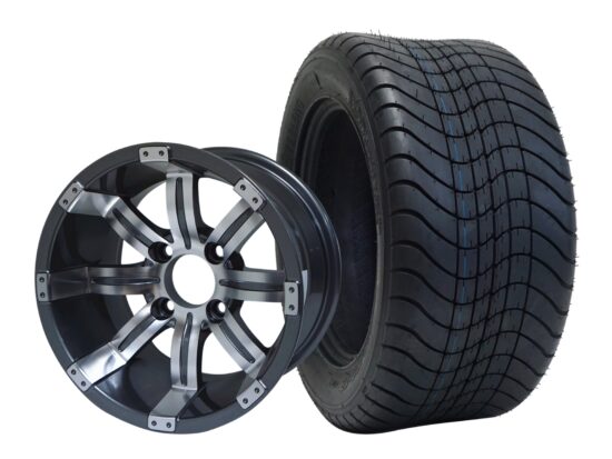 BNDL-TR1213-WH1233-CC0001-LN – SGC 12" Tempest Machined Gunmetal Wheel - Aluminum Alloy / STEELENG 215/50-12 Comfort Ride Street Tire DOT Approved