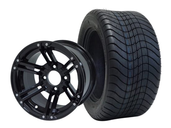 BNDL-TR1213-WH1236-CC0002-LN – SGC 12" Terminator Glossy Black Wheel - Aluminum Alloy / STEELENG 215/50-12 Comfort Ride Street Tire DOT Approved