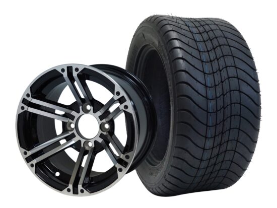 BNDL-TR1213-WH1239-CC0001-LN – SGC 12" Terminator Machined/Black Wheel - Aluminum Alloy / STEELENG 215/50-12 Comfort Ride Street Tire DOT Approved