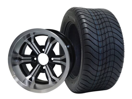 BNDL-TR1213-WH1240-CC0001-LN – SGC 12" Transformer Machined/Black Wheel - Aluminum Alloy / STEELENG 215/50-12 Comfort Ride Street Tire DOT Approved