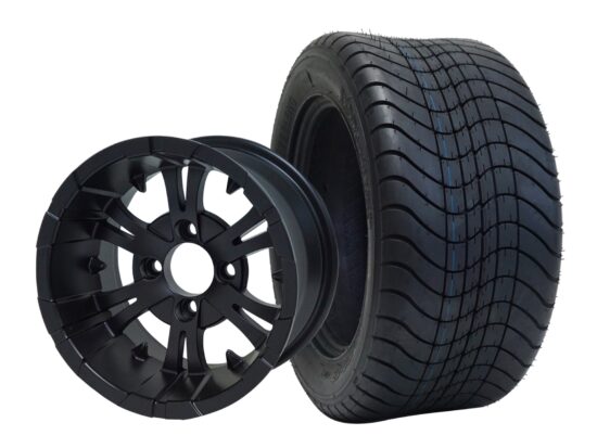 BNDL-TR1213-WH1247-CC0003-LN – SGC 12" Vampire Matte Black Wheel - Aluminum Alloy / STEELENG 215/50-12 Comfort Ride Street Tire DOT Approved