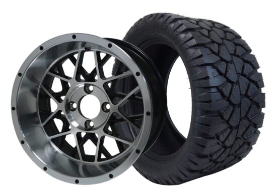 BNDL-TR1405-WH1419-CC0001-LN – SGC 14" Venom Machined/Black Wheel - Aluminum Alloy / STEELENG 23"x10.5"-14" STINGER Hybrid AT Tire DOT approved