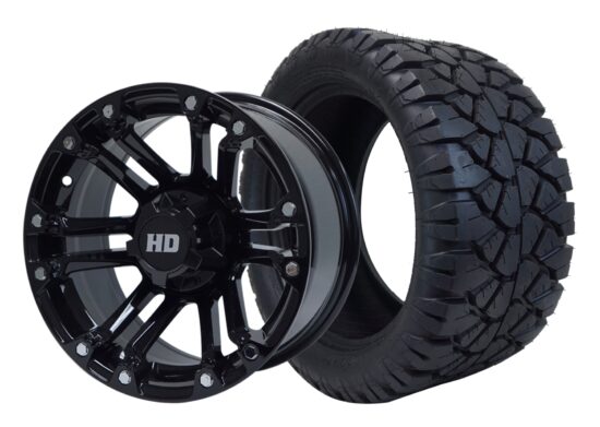 BNDL-TR1405-WH1423-LN-CC0007 – SGC 14" Rhino Glossy Black Wheel - Aluminum Alloy / STEELENG 23"x10.5"-14" STINGER Hybrid AT Tire DOT approved