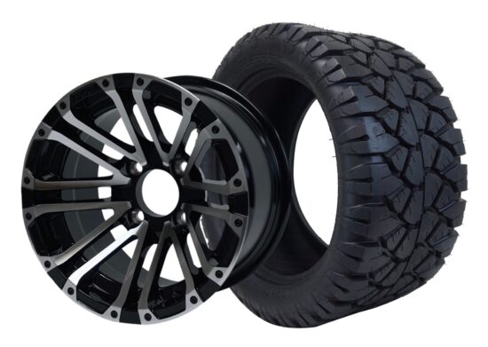 BNDL-TR1405-WH1424-CC0001-LN – SGC 14" Lancer Machined/Black Wheel - Aluminum Alloy / STEELENG 23"x10.5"-14" STINGER Hybrid AT Tire DOT approved