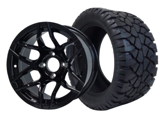 BNDL-TR1405-WH1427-CC0002-LN – SGC 14" Rhino Machined/Black Wheel - Aluminum Alloy / STEELENG 23"x10"-14" All Terrain Tire DOT approved