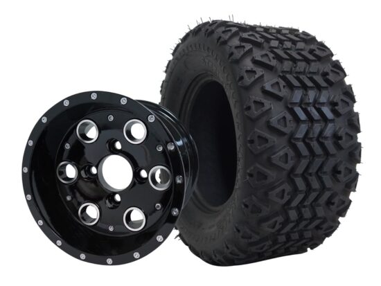 BNDL-TR1007-WH1008-CC0002-LN – SGC 10" Pioneer Glossy Black Wheel - Aluminum Alloy / STEELENG 20"x10"-10" All Terrain Tire DOT approved