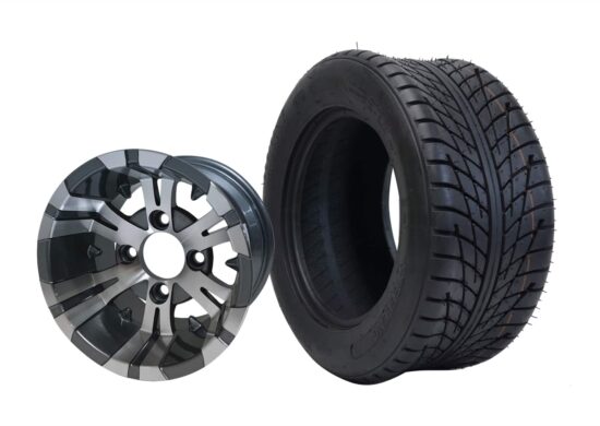 BNDL-TR1011-WH1021-CC0001-LN – SGC 10" Vampire Machined/Gunmetal Wheel - Aluminum Alloy / STEELENG 205/50-10 Low Profile Tire DOT Approved